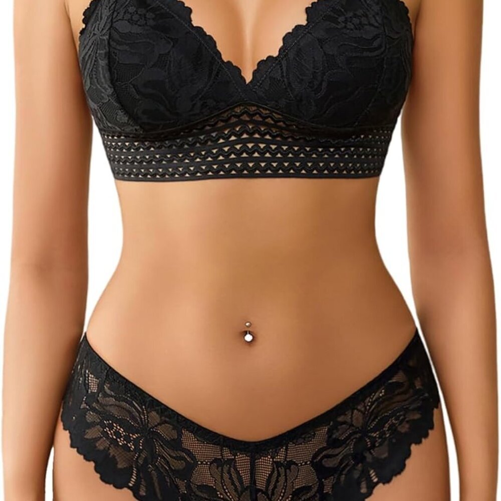 Lingerie Set For Women Sexy Lace Bra And Panty Sets 2 Piece Lace Bralette Set